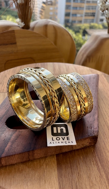 Alianças de Casamento em Ouro 18k - Modelo Sonho Meu | 10mm | 12x R$1.890