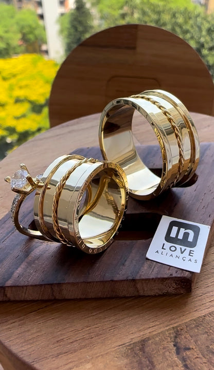 Alianças de Casamento em Ouro 18k - Modelo Desejo | 10mm | 12x R$1.165.83