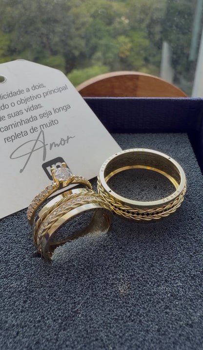 Par de Alianças em Ouro 18k - Modelo Bem que se quis | 7mm | 12x R$999.