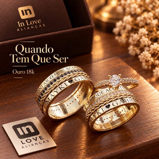 Alianças de Casamento em Ouro18k Modelo Quando tem que ser|9mm|12xR$1.299