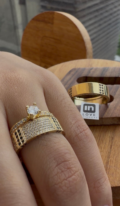 Par de Alianças em Ouro 18k - Modelo Eu Amo Você  | 6mm | 12x R$1.324.