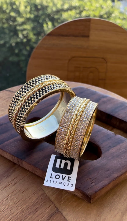 Alianças de Casamento em Ouro 18k - Modelo Eternity| 8mm | 12x R$1.333