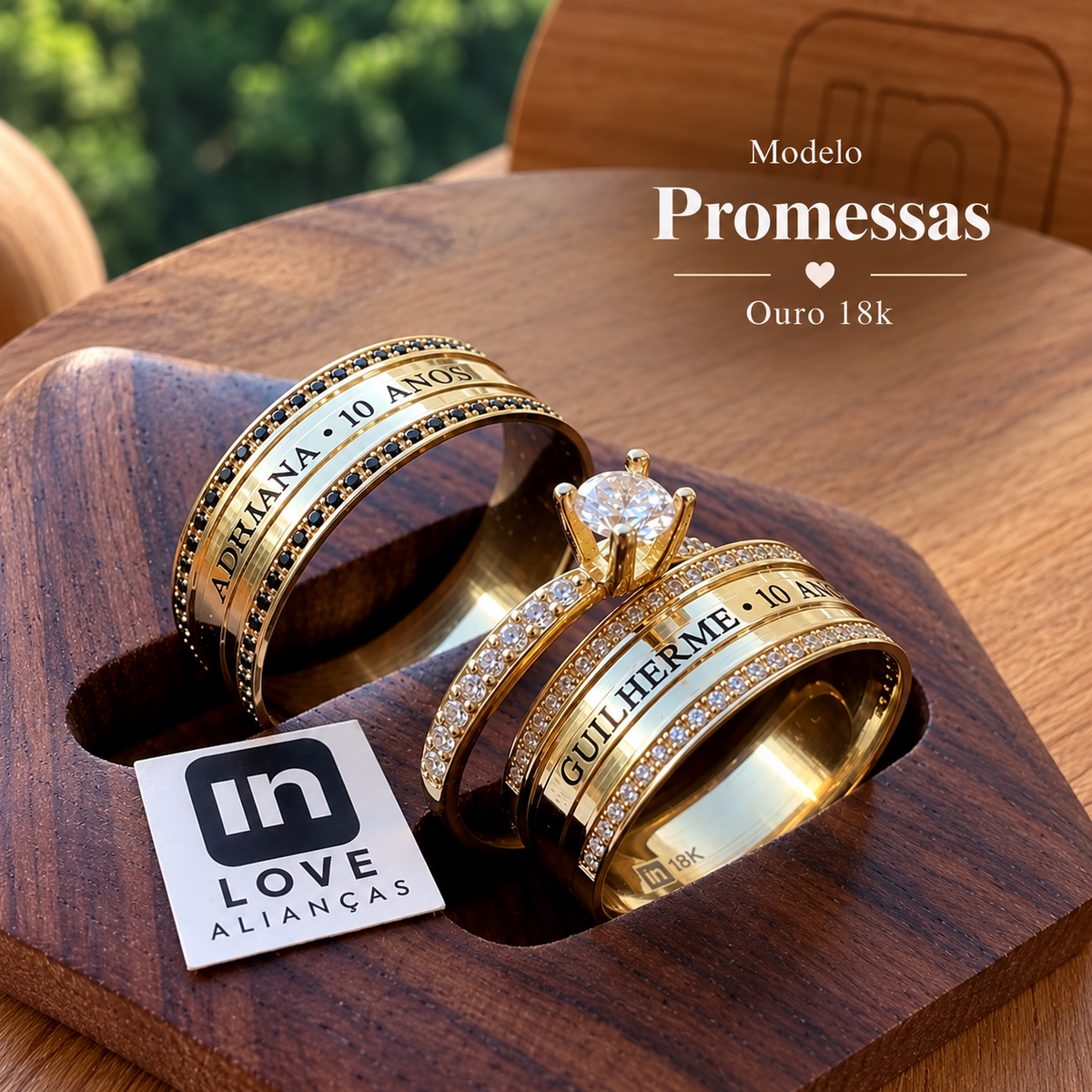 Par de Alianças em Ouro 18k - Modelo Promessas | 7mm | 12x R$758