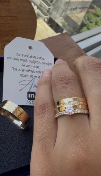 Par de Alianças em Ouro 18k - Modelo Mimosinha | 6mm | 12x R$541