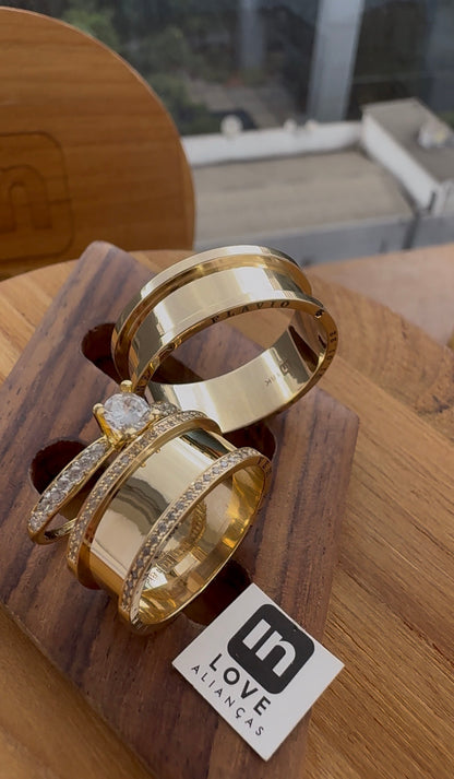 Par de Alianças em Ouro 18k - Modelo Amar Você | 9mm | 12x R$999.