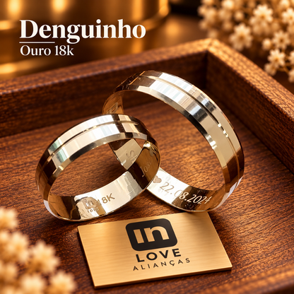 Par de Alianças em Ouro 18k - Modelo Denguinho | 5mm | 12x R$433