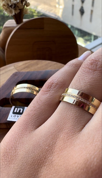 Alianças de Casamento em Ouro 18k - Modelo Mimosinha | 6mm | 12x R$499