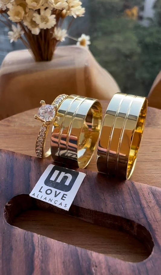 Alianças de Casamento em Ouro 18k - Modelo Minha Vida | 7mm | 12x R$416
