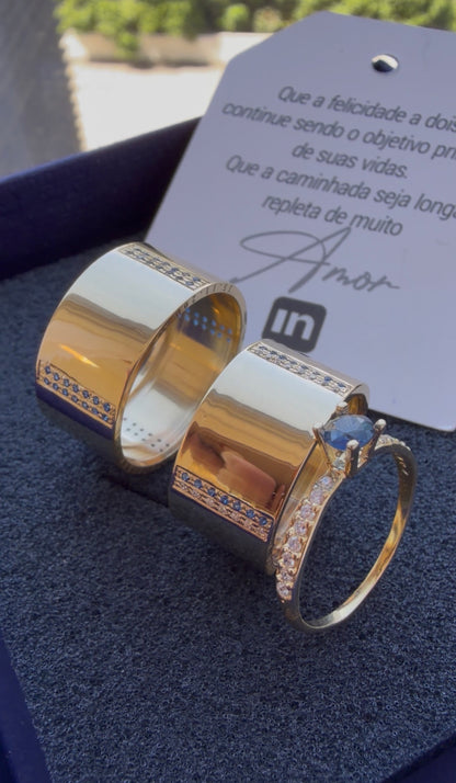 Par de Alianças em Ouro 18k - Modelo Eu Amo Você | 10mm | 12x R$1.199.