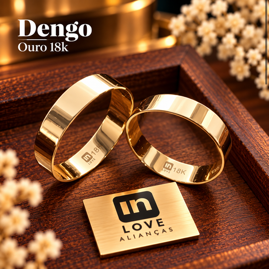 Par de Alianças em Ouro 18k - Modelo Dengo | 4mm | 12x R$269
