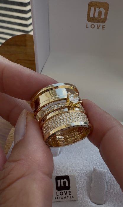 Par de Alianças em Ouro 18k - Modelo Intense | 7mm | 12x R$999.