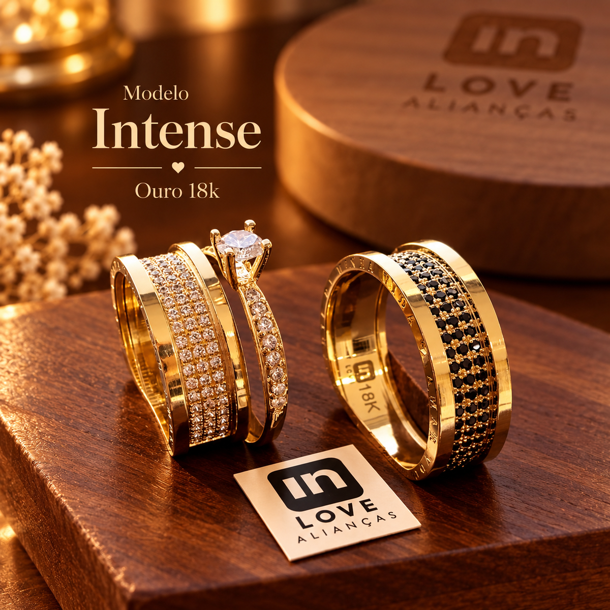 Par de Alianças em Ouro 18k - Modelo Intense | 7mm | 12x R$1.199.