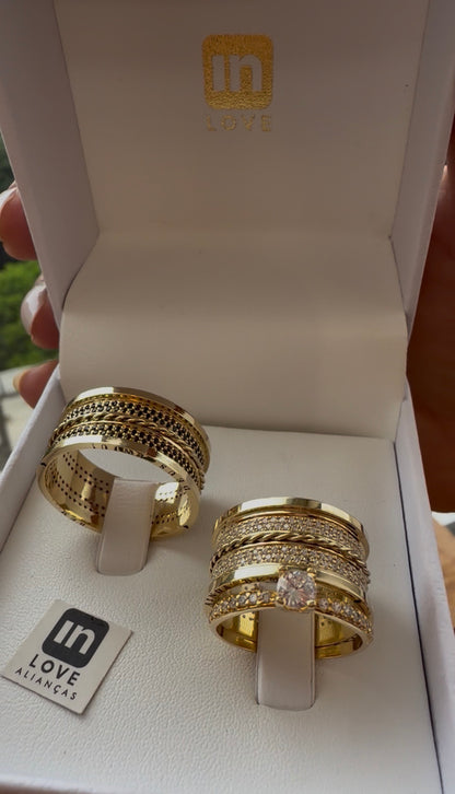 Par de Alianças em Ouro 18k - Modelo Desejo | 10mm | 12x R$1.499.