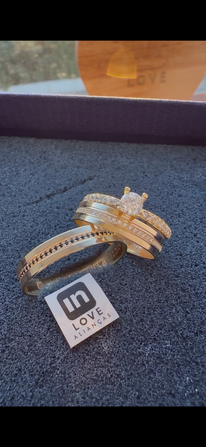Par de Alianças em Ouro 18k - Modelo Nossa Mimosinha | 4mm | 12x R$433