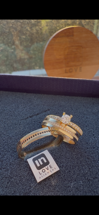 Par de Alianças em Ouro 18k - Modelo Nossa Mimosinha | 4mm | 12x R$433