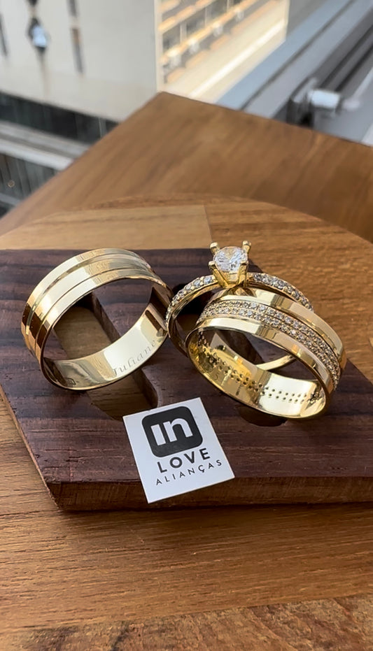 Alianças de Casamento em Ouro 18k - Modelo Capítulos | 6mm |12x R$499