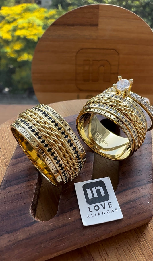 Alianças de Casamento em Ouro 18k - Modelo Data Especial | 10mm | 12x R$1.333