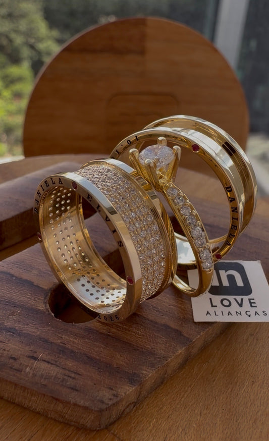 Par de Alianças em Ouro 18k - Modelo Intense | 7mm | 12x R$999.