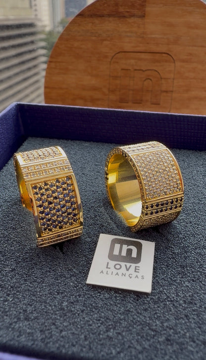 Par de Alianças em Ouro 18k - Modelo Eu Amo Você | 10mm | 12x R$2.999