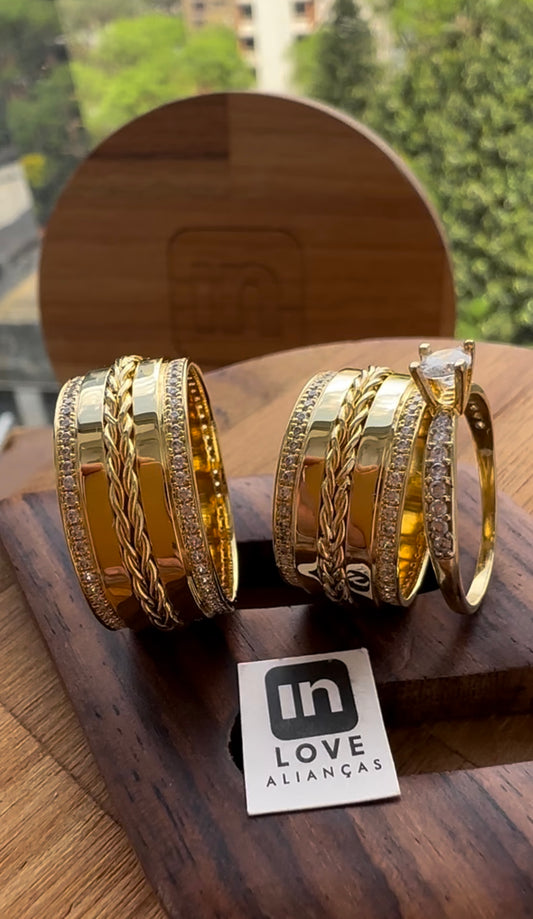 Alianças de Casamento em Ouro 18k - Modelo Jeito de Sentir | 10mm | 12x R$1.166
