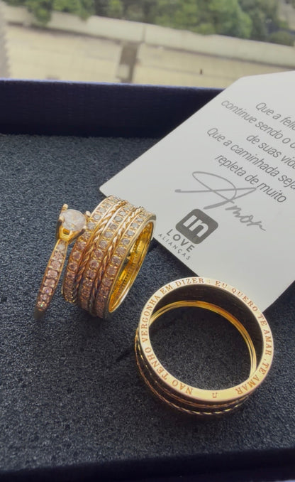 Par de Alianças em Ouro 18k - Modelo Momentos | 8mm | 12x R$1.199.