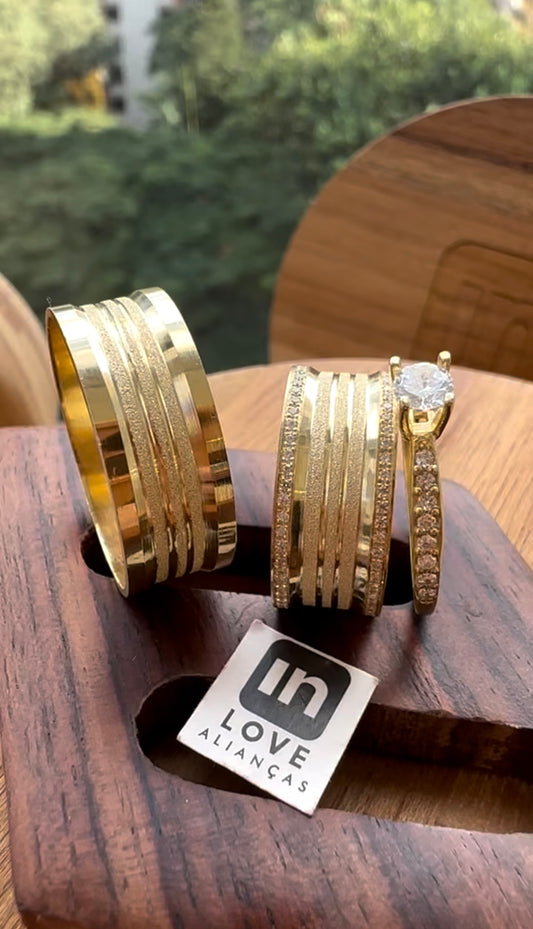Alianças de Casamento em Ouro 18k - Modelo Paraíso | 8mm | 12x 582.5