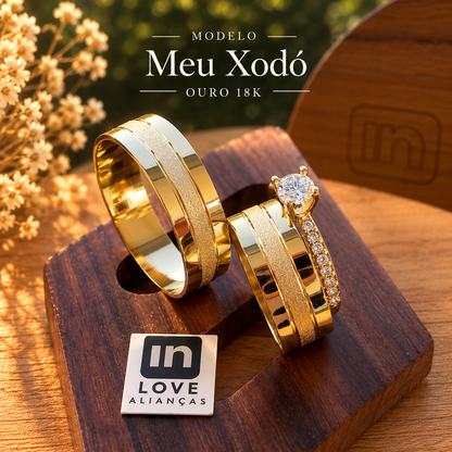 Par de Alianças em Ouro 18k - Modelo Meu Xodó | 6mm | 12x R$433