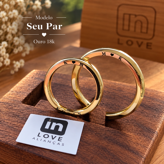 Par de Alianças em Ouro 18k - Modelo Seu Par | 3mm | 12x R$1.299.