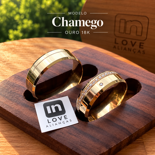 Par de Alianças em Ouro 18k - Modelo Chamego | 6mm | 12x R$649