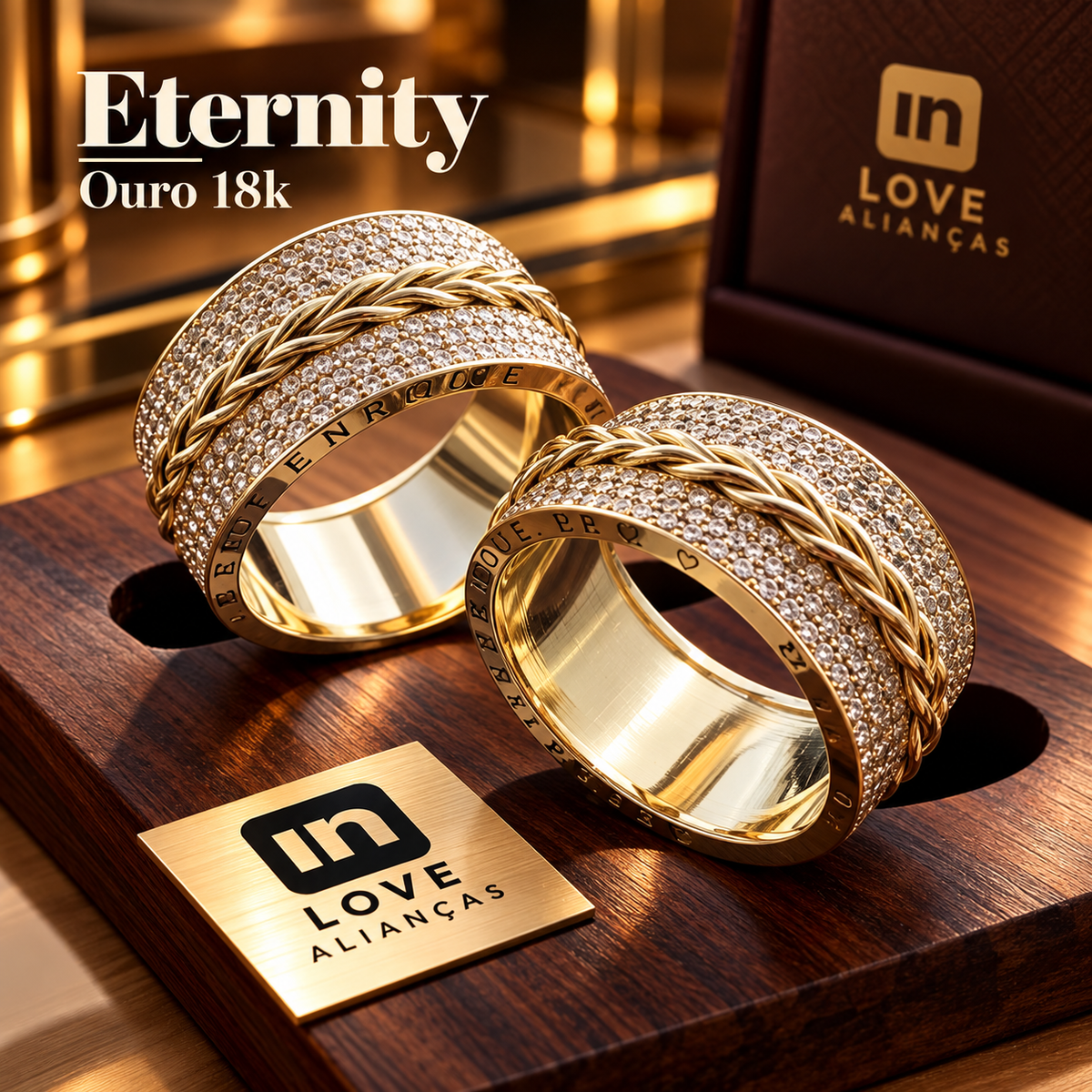 Par de Alianças em Ouro 18k - Modelo Eternity Duo | 10mm | 12x R$2.299.