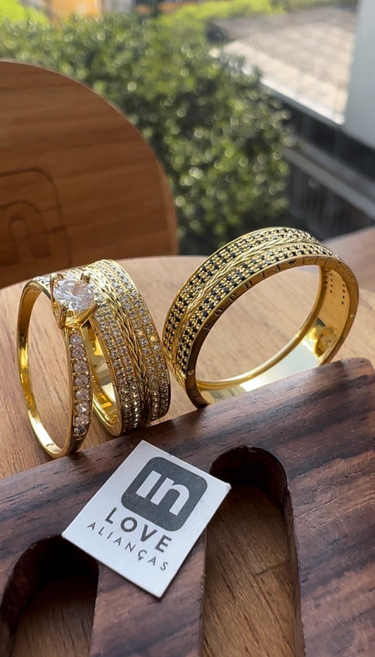 Alianças de Casamento em Ouro 18k - Modelo Trancinha | 6mm |12x R$799