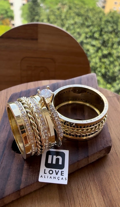 Par de Alianças em Ouro 18k - Modelo Nosso Santo Bateu | 10mm | 12x R$1.583