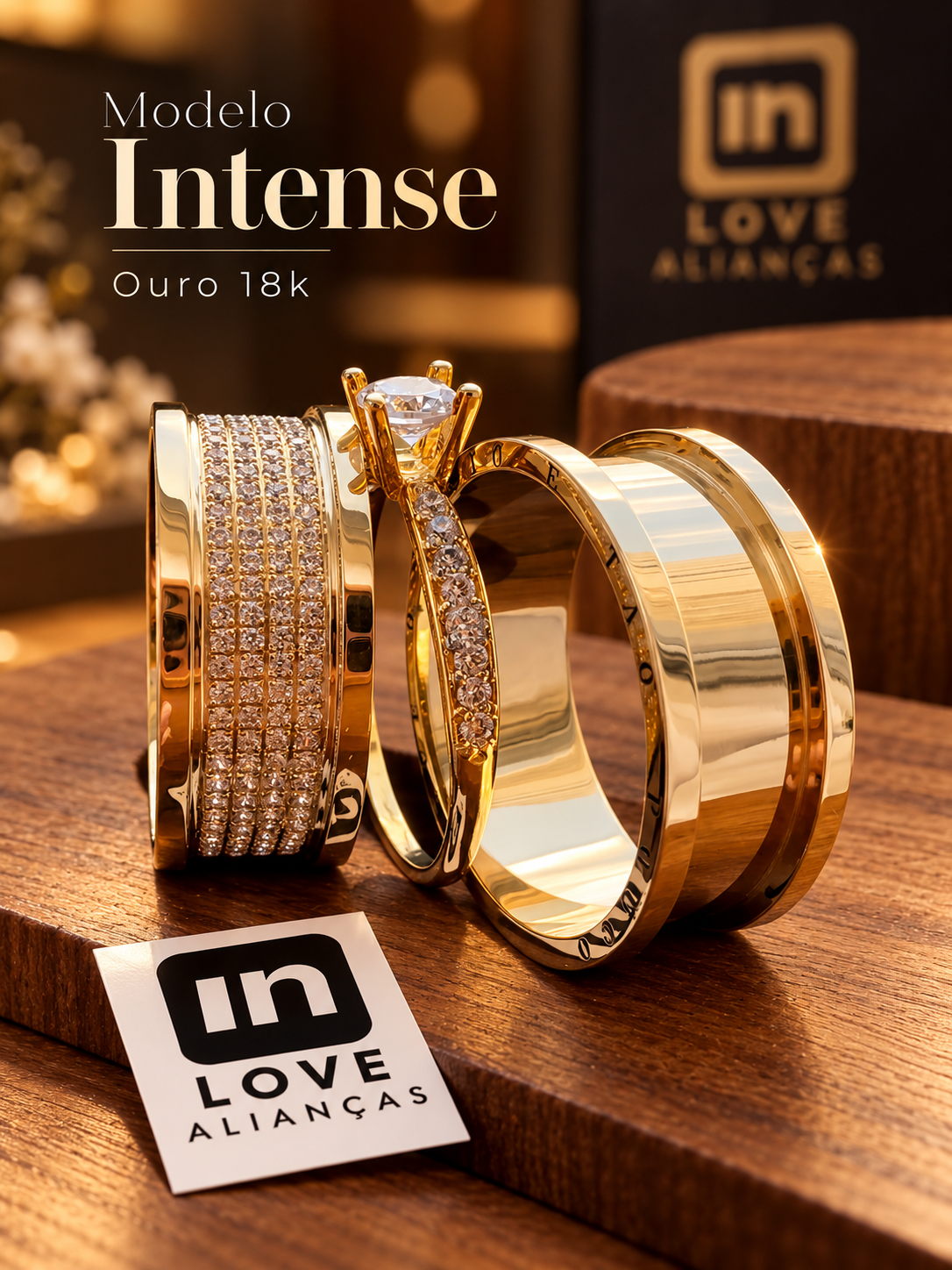 Par de Alianças em Ouro 18k - Modelo Intense | 8mm | 12x R$1.199.