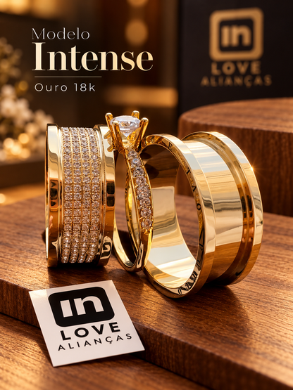 Par de Alianças em Ouro 18k - Modelo Intense | 8mm | 12x R$1.199.