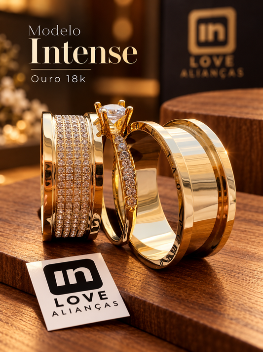 Par de Alianças em Ouro 18k - Modelo Intense | 8mm | 12x R$1.199.