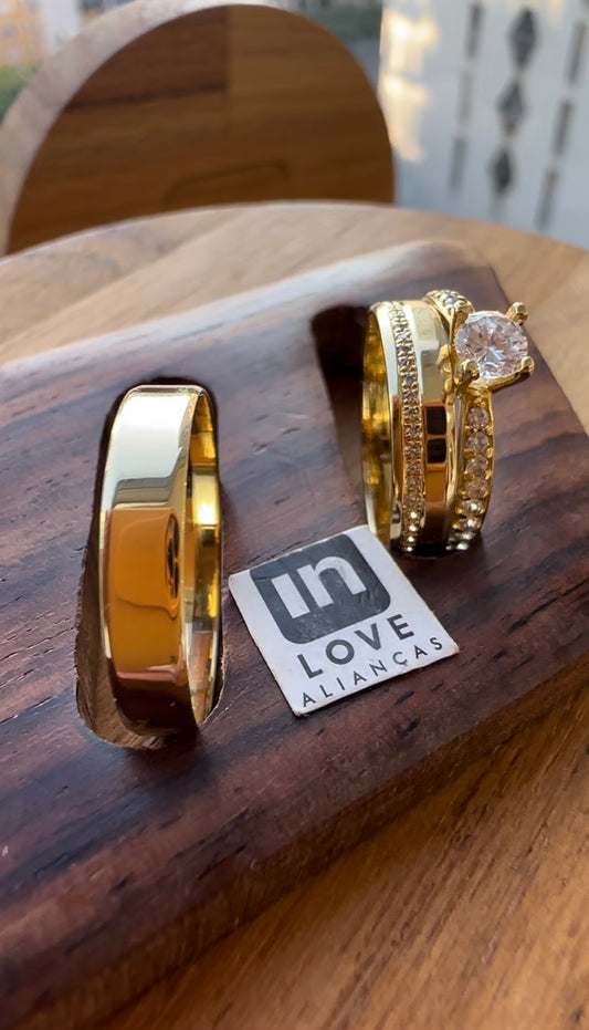 Alianças de Casamento em Ouro 18k - Modelo Nossa Energia | 4mm | 12x R$333