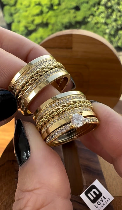 Par de Alianças em Ouro 18k - Modelo Nosso Santo Bateu White | 10mm | 12x R$1.666