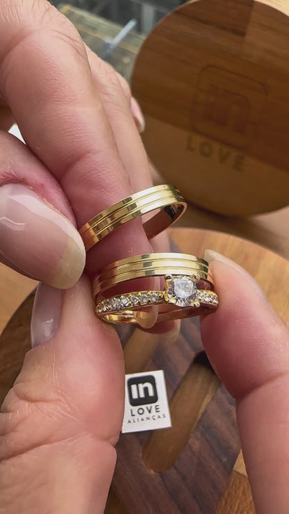 Par de Alianças em Ouro 18k - Modelo Minha Vida | 3mm |12x R$199