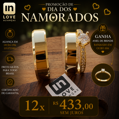 Par de Alianças em Ouro 18k - Modelo Sonho Bom | 5mm | 12x R$433